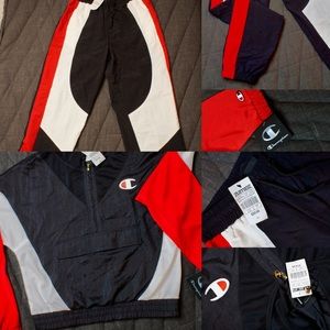Champion top and bottoms black/red/white size smal